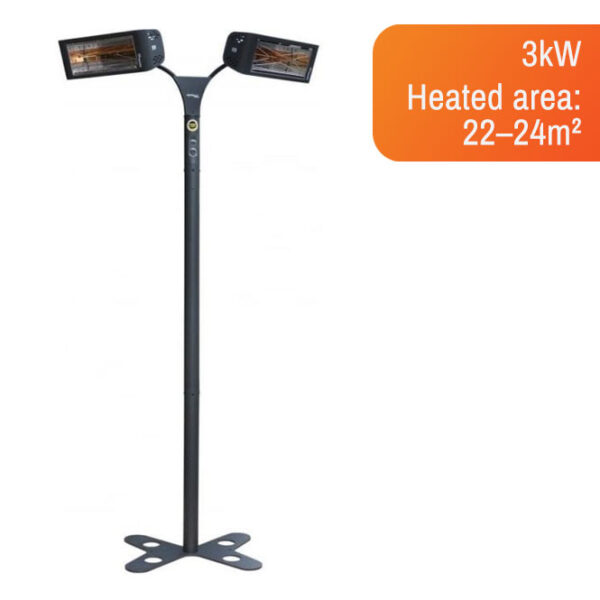 Heliosa 993 3kW weathersafe twin radiant heater and stand