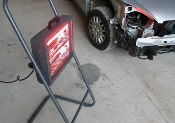 Fire 3kW portable workshop heater in use in a garage