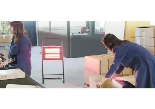 Fire 3kW portable workshop heater in use in a warehouse