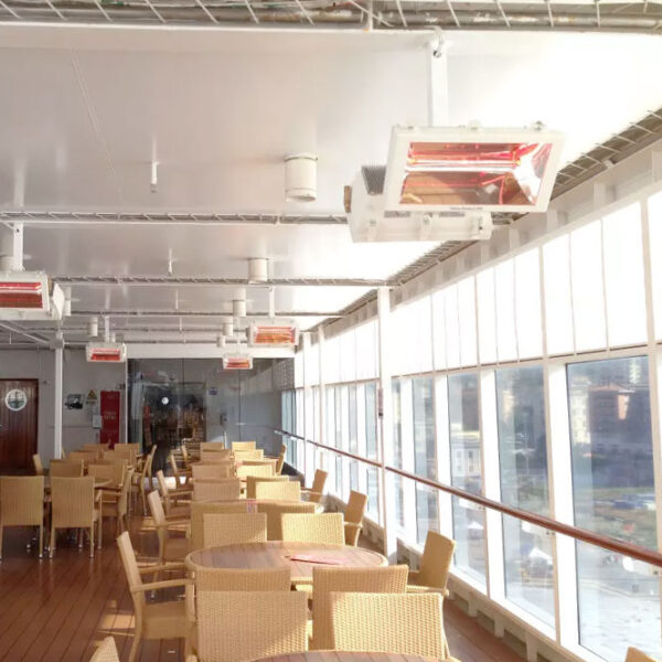 Helios Radient Cruise Infrared Heater, in use in Cruise Liner restaurant