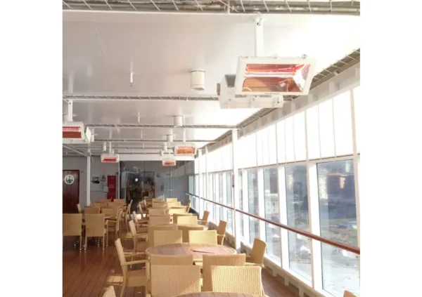 Helios Radient Cruise Infrared Heater, in use in Cruise Liner restaurant