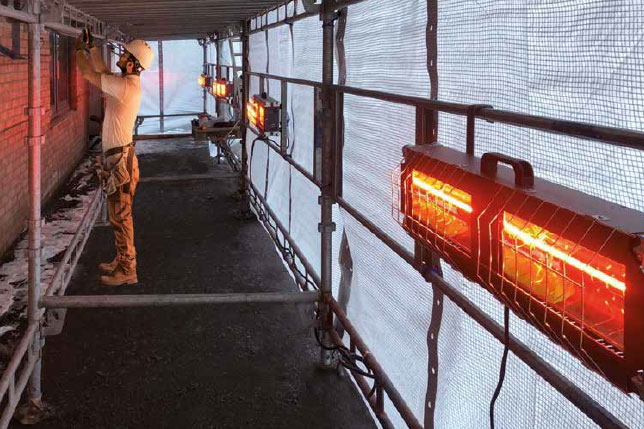 constrauction heater in use on a building site