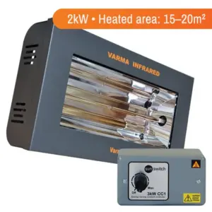 Varma V400 2kW industrial infrared heater for factories, workshops and garages + CC1 Controller
