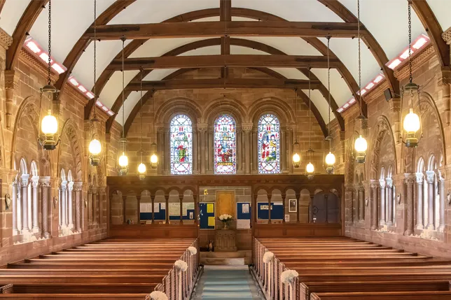 infrared heating installed in an old church hall