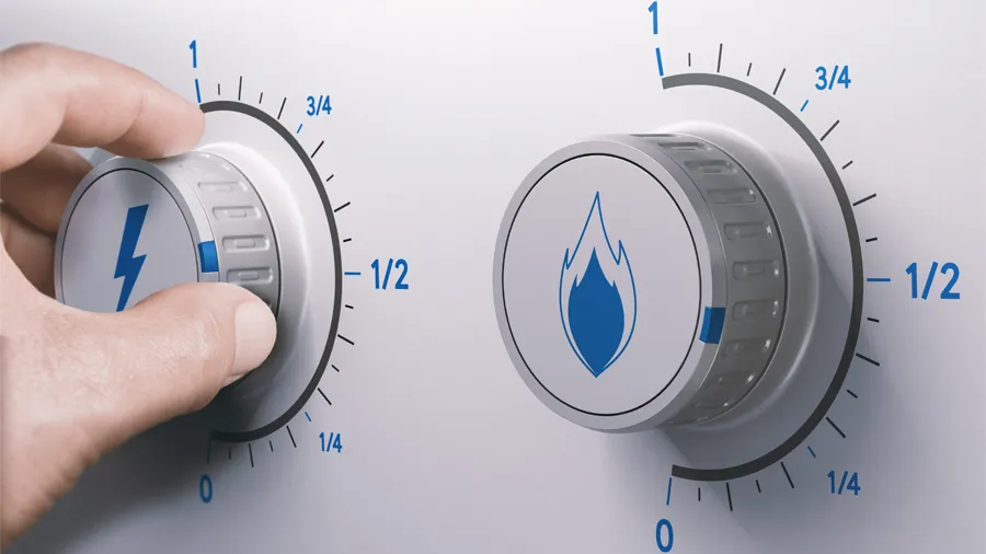 Handing turning dials reducing gas and electricity consumption.