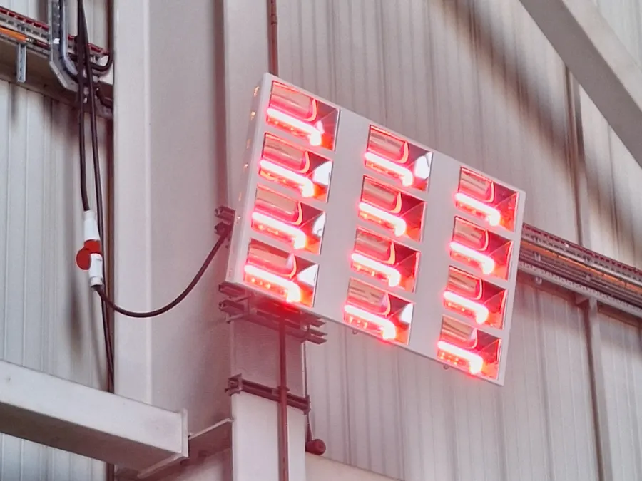 Large heater mounted on a factory wall
